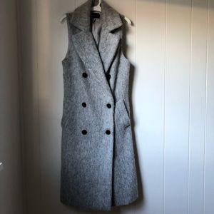 Pure Navy Gray Wool Sleeveless Overcoat ‘Duster’